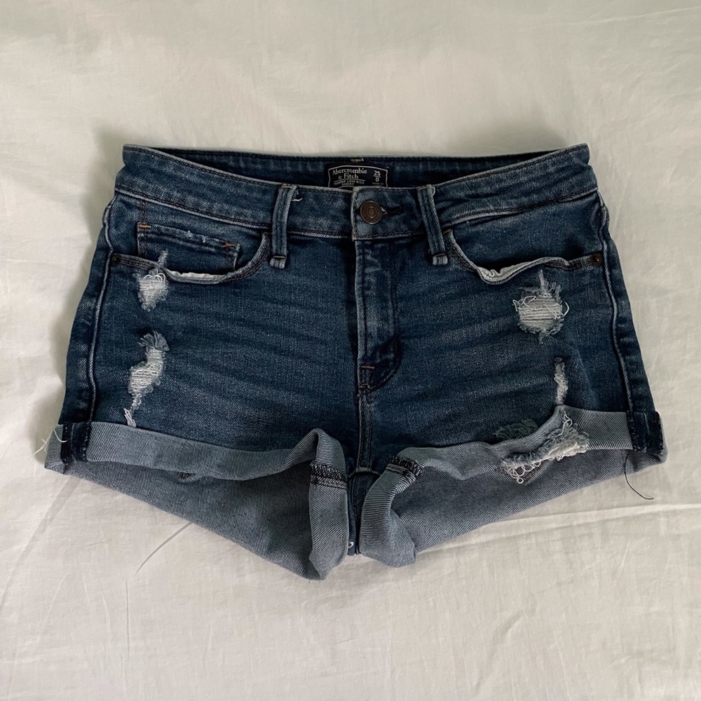 Abercrombie & Fitch Low Rise Ripped Jean Shorts